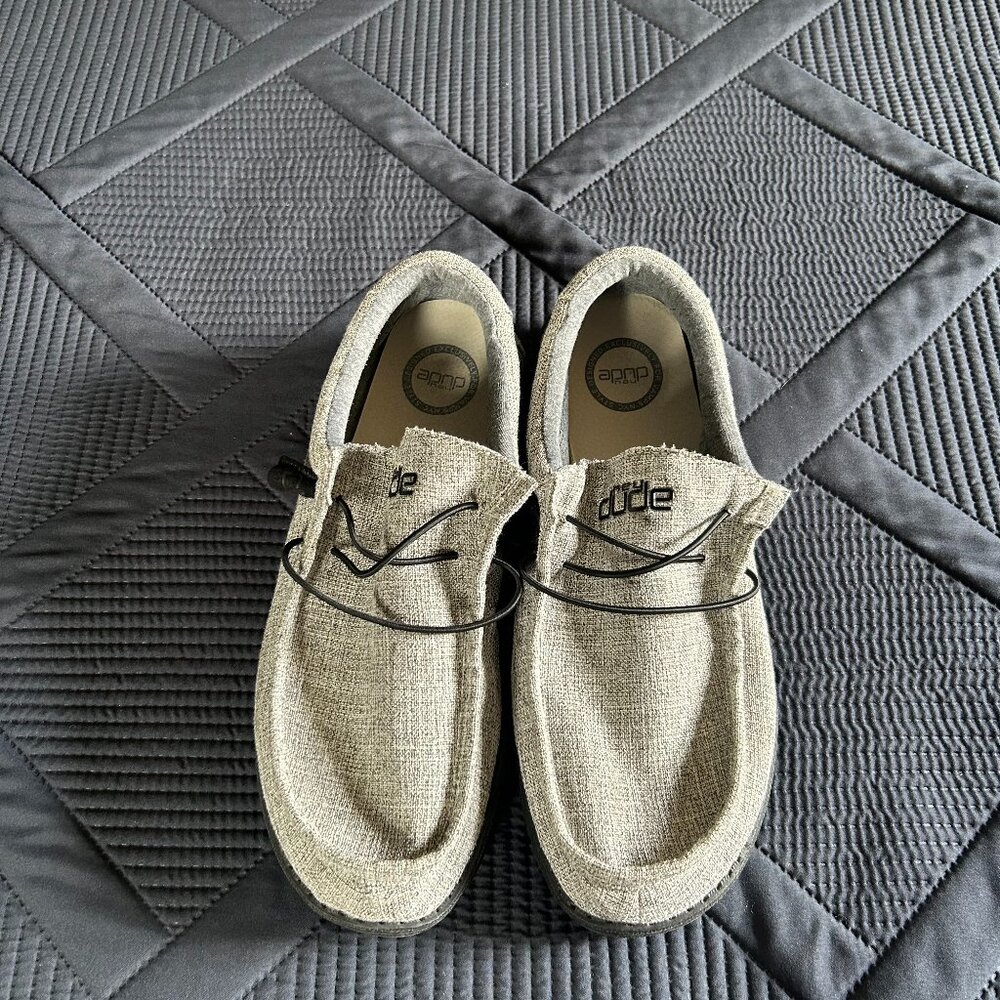 Hey Dude Wally Linen Gray/ Black New No Box